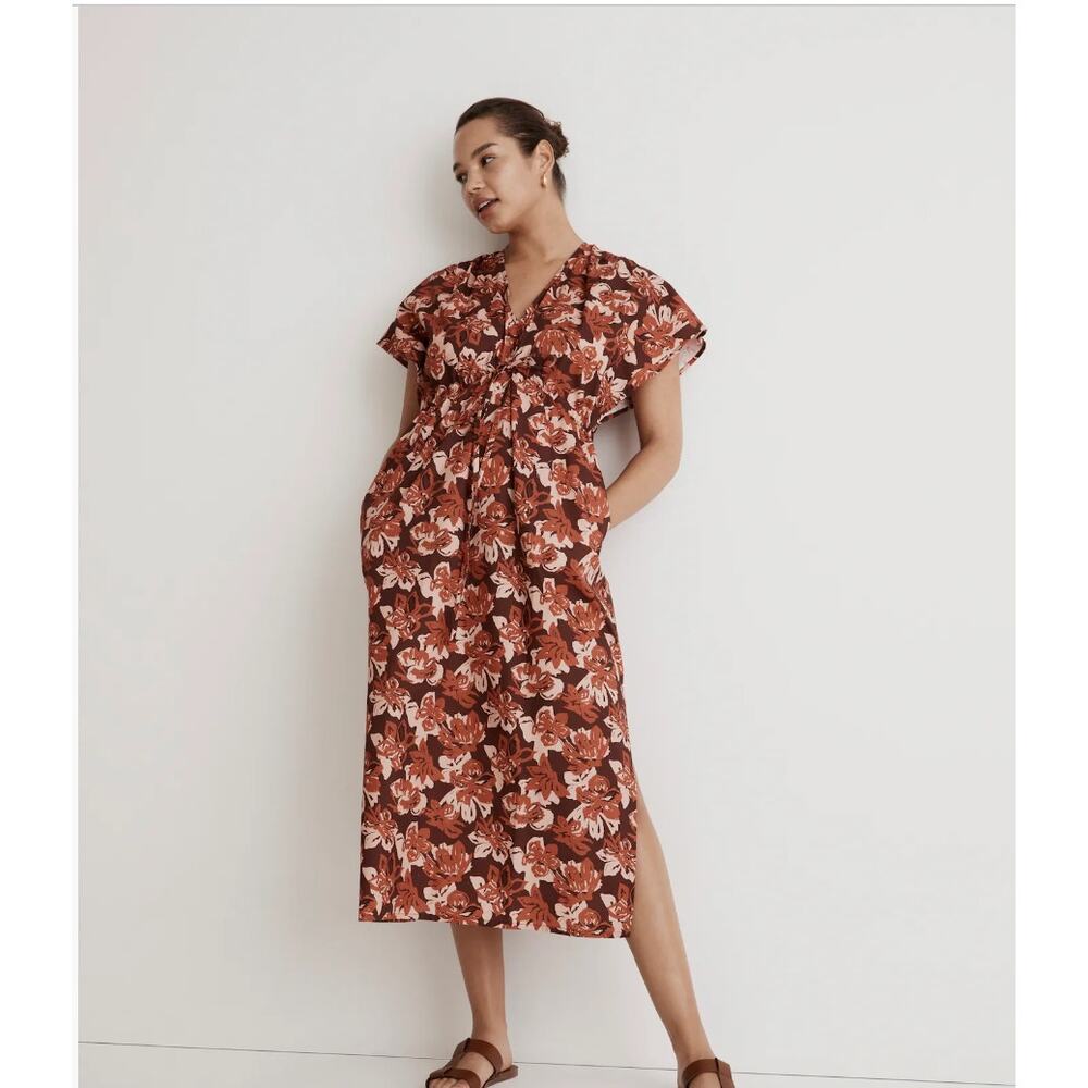 Madewell Rust Floral Midi Dress